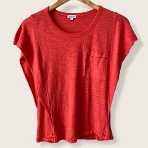 SPLENDID flutter sleeve tee in bright coral, XS